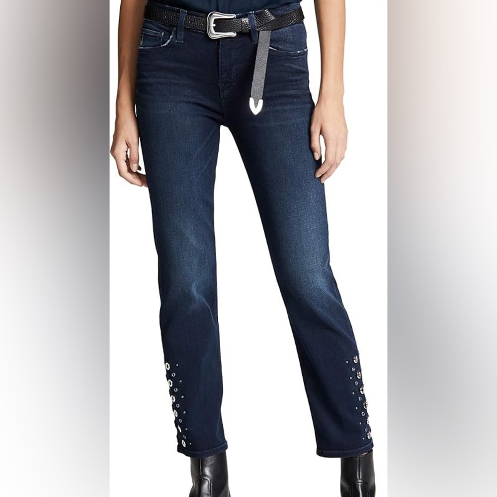 HUDSON New Women's 25 & 26 Dark Blue Nico Silver Stud Jeans Navy Mid Rise $275